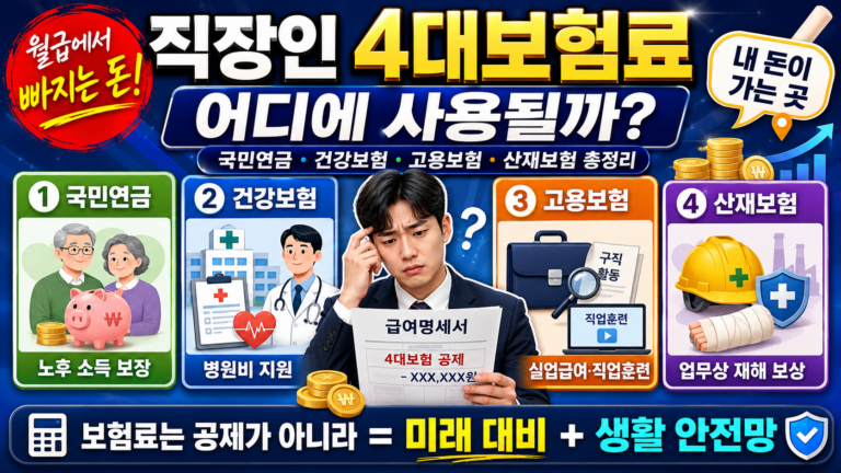 직장인이 납부하는 4대보험료는 어디에 사용될까? 국민연금·건강보험·고용보험·산재보험 총정리 5 직장인 4대보험료 총정리 썸네일
