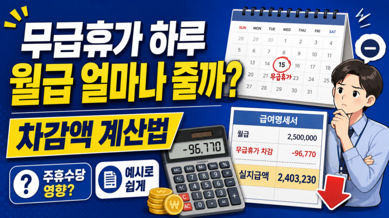 무급휴가 하루 쓰면 월급이 얼마나 줄어들까? 차감액 계산법 1 무급휴가 시 차감액 썸네일