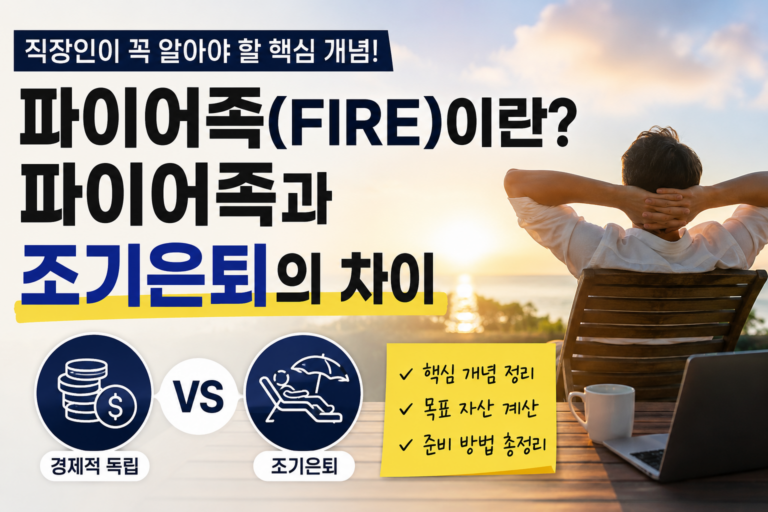 파이어족(FIRE)이란? 조기은퇴와의 차이부터 직장인이 준비하는 현실적인 방법까지 4 파이어족과 조기은퇴 차이 썸네일