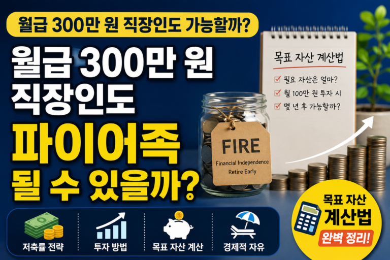 월급 300만 원 직장인도 파이어족이 될 수 있을까? 현실적인 목표 자산 계산법과 FIRE 전략 3 월급 300만원 직장인 파이어족 썸네일